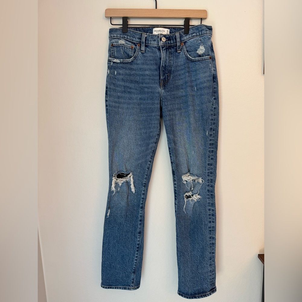 Abercrombie & Fitch Distressed Mid Rise Boyfriend Jeans - Size 2